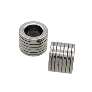 Stainless Steel Column Beads Tube Large Hole Antique Silver, approx 8-10mm, 6mm hole
