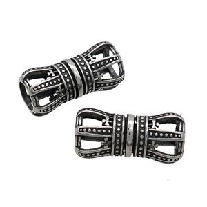 Stainless Steel Column Beads Tube Hollow Large Hole Antique Silver, approx 10-21mm, 6mm hole
