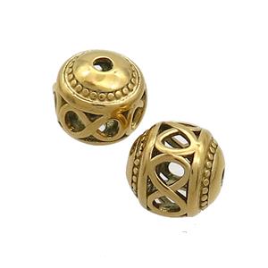 Stainless Steel Round Beads Infinity Hollow Gold Plated, approx 10mm