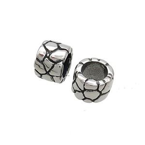 Stainless Steel Tube Beads SnakeSkin Antique Silver, approx 8mm, 5mm hole