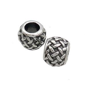 Stainless Steel Round Beads Large Hole Antique Silver, approx 9.5mm, 4.5mm hole