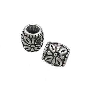 Stainless Steel Barrel Beads Large Hole Antique Silver, approx 8.5-9mm, 4mm hole