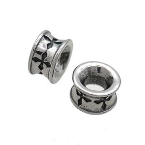 Stainless Steel Rondelle Beads Large Hole Antique Silver, approx 6-10mm, 5mm hole