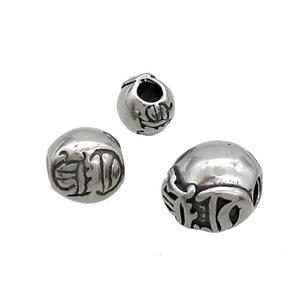 Stainless Steel Round Beads Antique Silver, approx 10mm