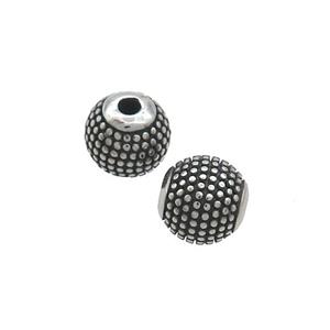 Stainless Steel Round Beads Antique Silver, approx 8mm