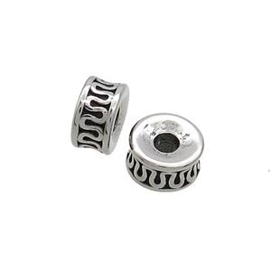 Stainless Steel Rondelle Beads Large Hole Antique Silver, approx 4-8mm, 2mm hole