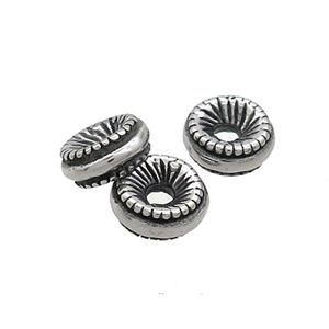 Stainless Steel Rondelle Beads Large Hole Antique Silver, approx 3-7.5mm