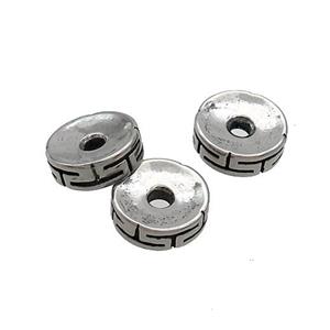 Stainless Steel Heishi Beads Large Hole Antique Silver, approx 3-10mm, 2mm hole