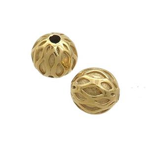 Stainless Steel Round Beads Gold Plated, approx 10mm