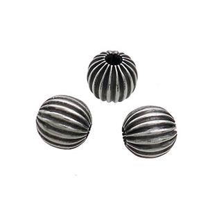 Stainless Steel Round Beads Large Hole Antieque Silver, approx 8mm, 2mm hole