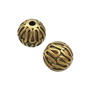 Stainless Steel Round Beads Antique Gold, approx 10mm