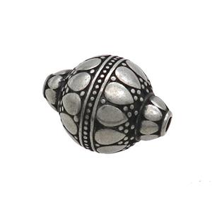 Stainless Steel Round Beads Large Hole Antique Silver, approx 16-21mm, 2mm hole