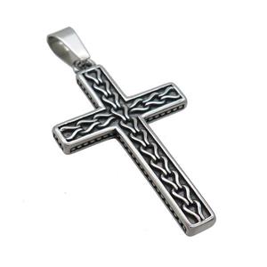 Stainless Steel Cross Pendant Antique Silver, approx 27-42mm