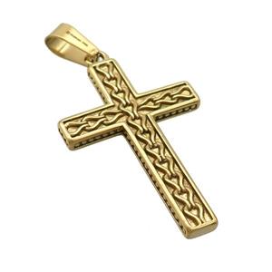 Stainless Steel Cross Pendant Gold Plated, approx 27-42mm