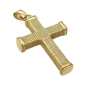 Stainless Steel Cross Pendant Gold Plated, approx 33-46mm