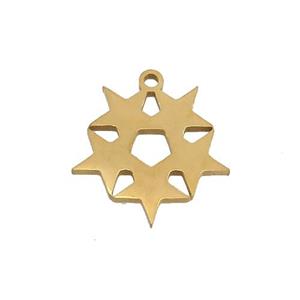 Stainless Steel Star Link Pendant Gold Plated, approx 15mm