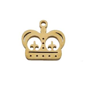 Stainless Steel Crown Charms Pendant Gold Plated, approx 10-13mm