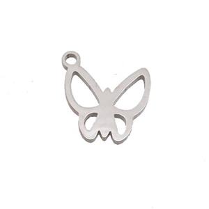 Raw Stainless Steel Butterfly Pendant, approx 10-12mm