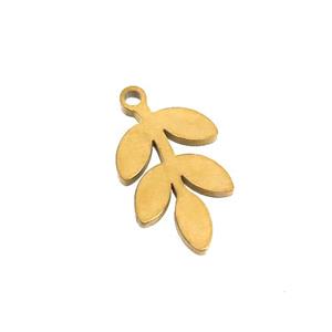 Stainless Steel Leaf Charms Pendant Gold Plated, approx 9-16mm
