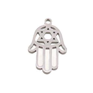 Raw Stainless Steel Hamsahand Charm Pendant, approx 12-16mm