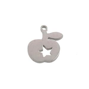 Raw Stainless Steel Apple Charms Pendant, approx 11-15mm