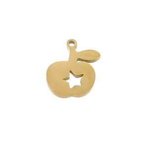 Stainless Steel Apple Charms Pendant Gold Plated, approx 11-15mm