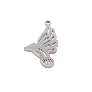 Raw Stainless Steel Birds Charm Pendant, approx 13.5-20mm