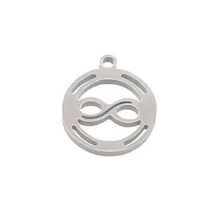 Raw Stainless Steel Infinity Charms Pendant Circle, approx 13mm