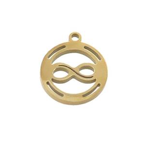 Stainless Steel Infinity Charms Pendant Circle Gold Plated, approx 13mm
