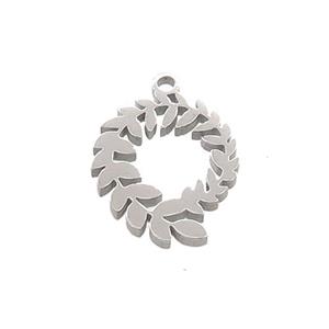 Raw Stainless Steel Christmas Wreath Pendant, approx 12.5-15mm