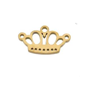 Stainless Steel Crown Charms Pendant 2loops Gold Plated, approx 8-15mm