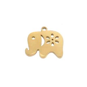 Stainless Steel Elephant Charms Pendant Gold Plated, approx 12-15mm