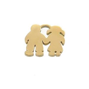 Stainless Steel Couple Pendant Gold Plated, approx 11-13mm