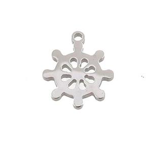 Raw Stainless Steel Ship Helm Pendant Charms, approx 13mm