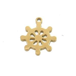 Stainless Steel Ship Helm Pendant Charms Gold Plated, approx 13mm