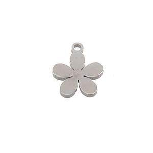 Raw Stainless Steel Flower Pendant, approx 10mm