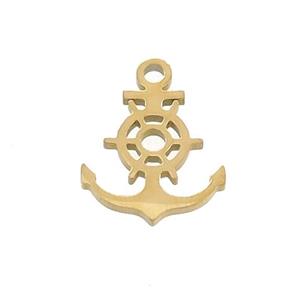 Stainless Steel Anchor Charms Pendant Gold Plated, approx 13-17mm