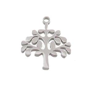 Raw Stainless Steel Tree Charms Pendant, approx 14.5-17mm