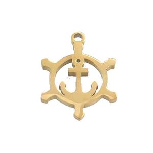Stainless Steel Anchor Charms Pendant Gold Plated, approx 13-17mm