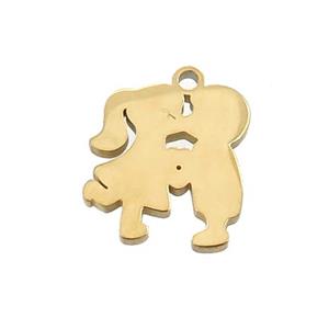 Stainless Steel Couple Charms Pendant Gold Plated, approx 11.8-14mm