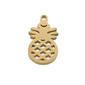 Stainless Steel Pineapple Charms Pendant Gold Plated, approx 10-16mm