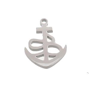 Raw Stainless Steel Anchor Charms Pendant, approx 13-17mm