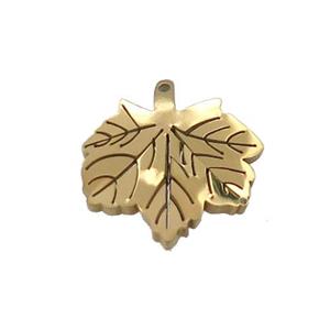 Stainless Steel Maple Leaf Pendant Gold Plated, approx 15-16mm