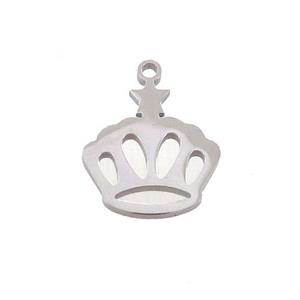 Raw Stainless Steel Crown Charms Pendant, approx 14-17mm