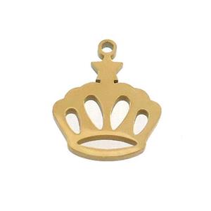 Stainless Steel Crown Charms Pendant Gold Plated, approx 14-17mm