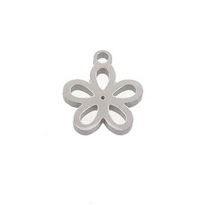 Raw Stainless Steel Flower Pendant, approx 10mm
