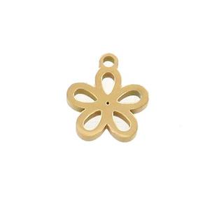 Stainless Steel Flower Pendant Gold Plated, approx 10mm