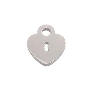 Raw Stainless Steel Heart Lock Charms Pendant, approx 11mm