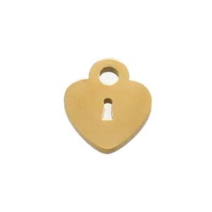Stainless Steel Heart Lock Charms Pendant Gold Plated, approx 11mm