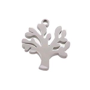 Raw Stainless Steel Tree Charms Pendant, approx 14.5-15mm